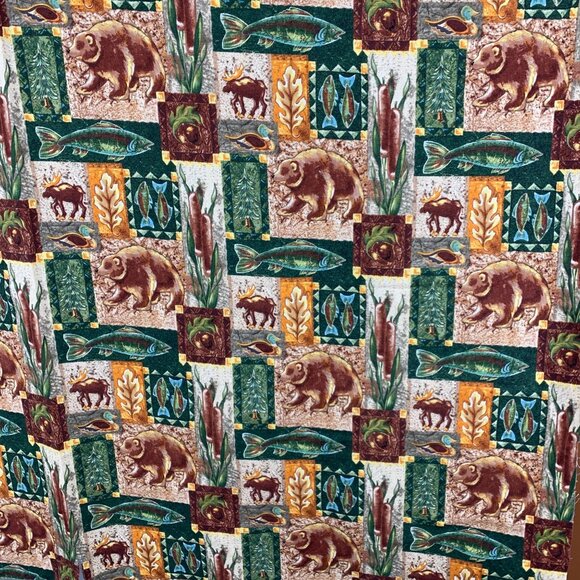 Great Northwest Krista Hamrick Hunting Fishing Cabin Cotton Fabric 1.5 Yards - Picture 2 of 13